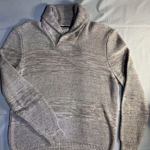Sun + Stone Men's Gray Knit Cotton Shawl Collar Pullover Sweater Size L